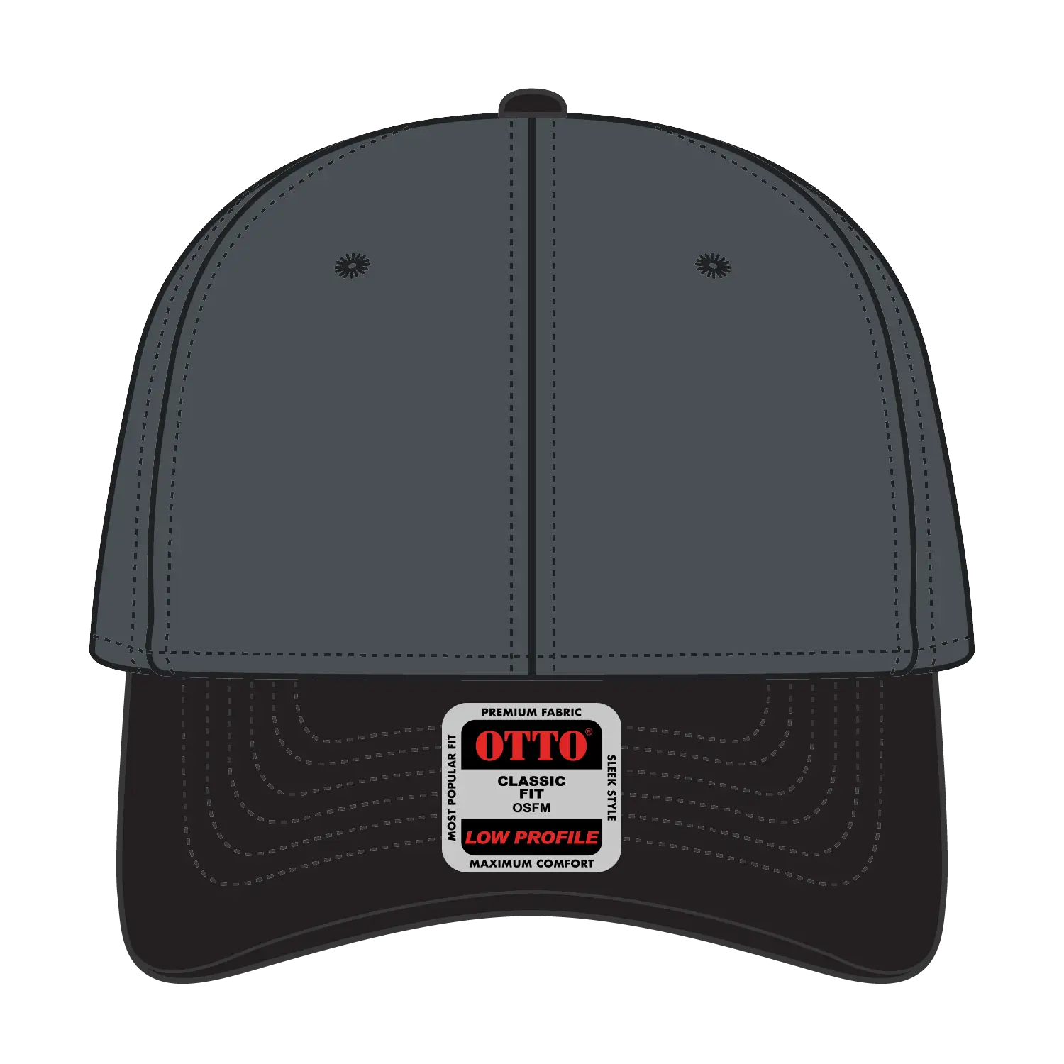 OTTO 19-768 6 Panel Low Profile Baseball Cap - Blk/Ch.Gry/Ch.Gry - Blk/Ch.Gry/Ch.Gry / 6 1/2’’ - 7 5/8’’