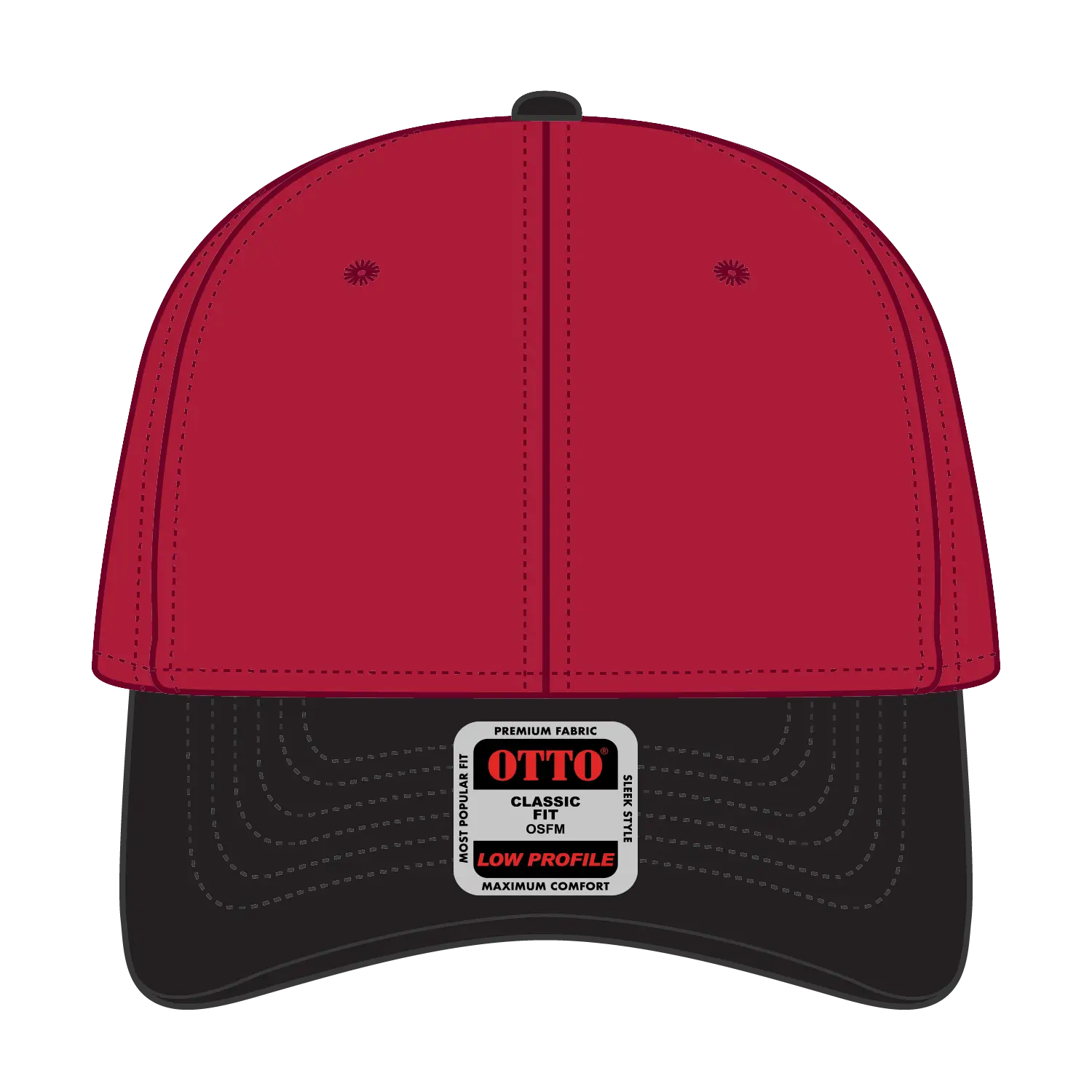 OTTO 19-768 6 Panel Low Profile Baseball Cap - Blk/Red/Red - Blk/Red/Red / 6 1/2’’ - 7 5/8’’