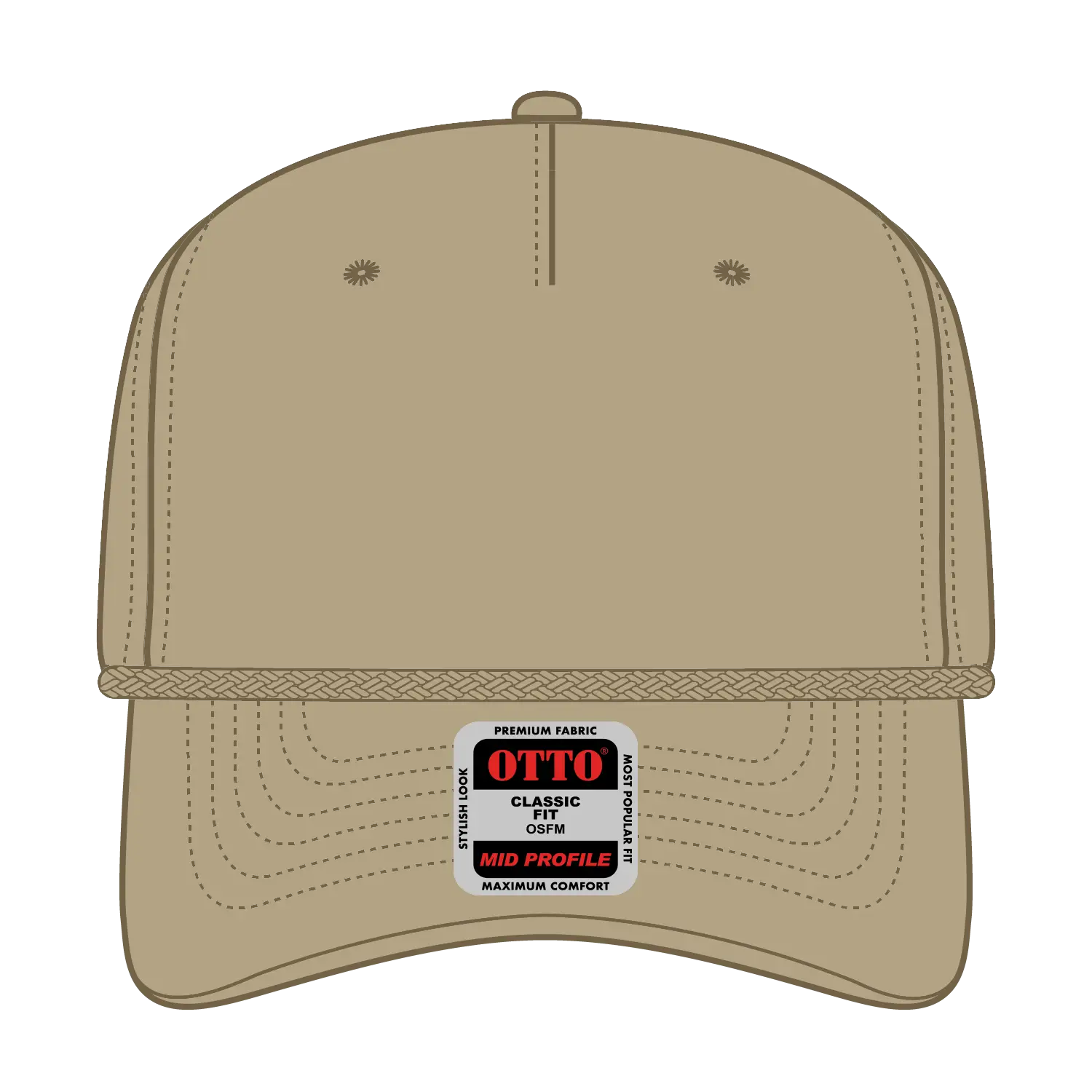 OTTO 1959-1 5 Panel Mid Profile Baseball Cap - Khaki - Khaki / 7 3/8’’ - 7 5/8’’