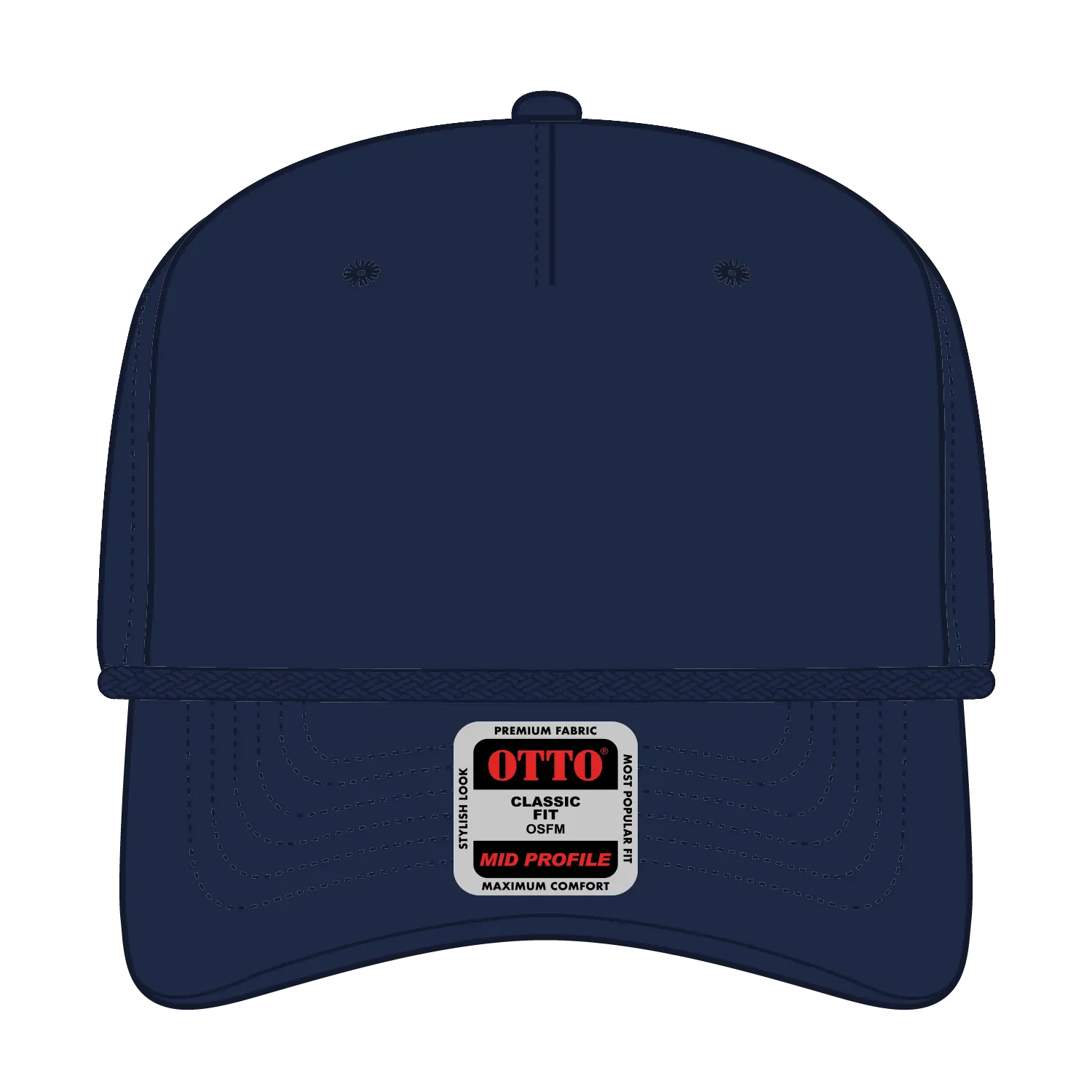 OTTO 1959-1 5 Panel Mid Profile Baseball Cap - Navy - Navy / 7 3/8’’ - 7 5/8’’