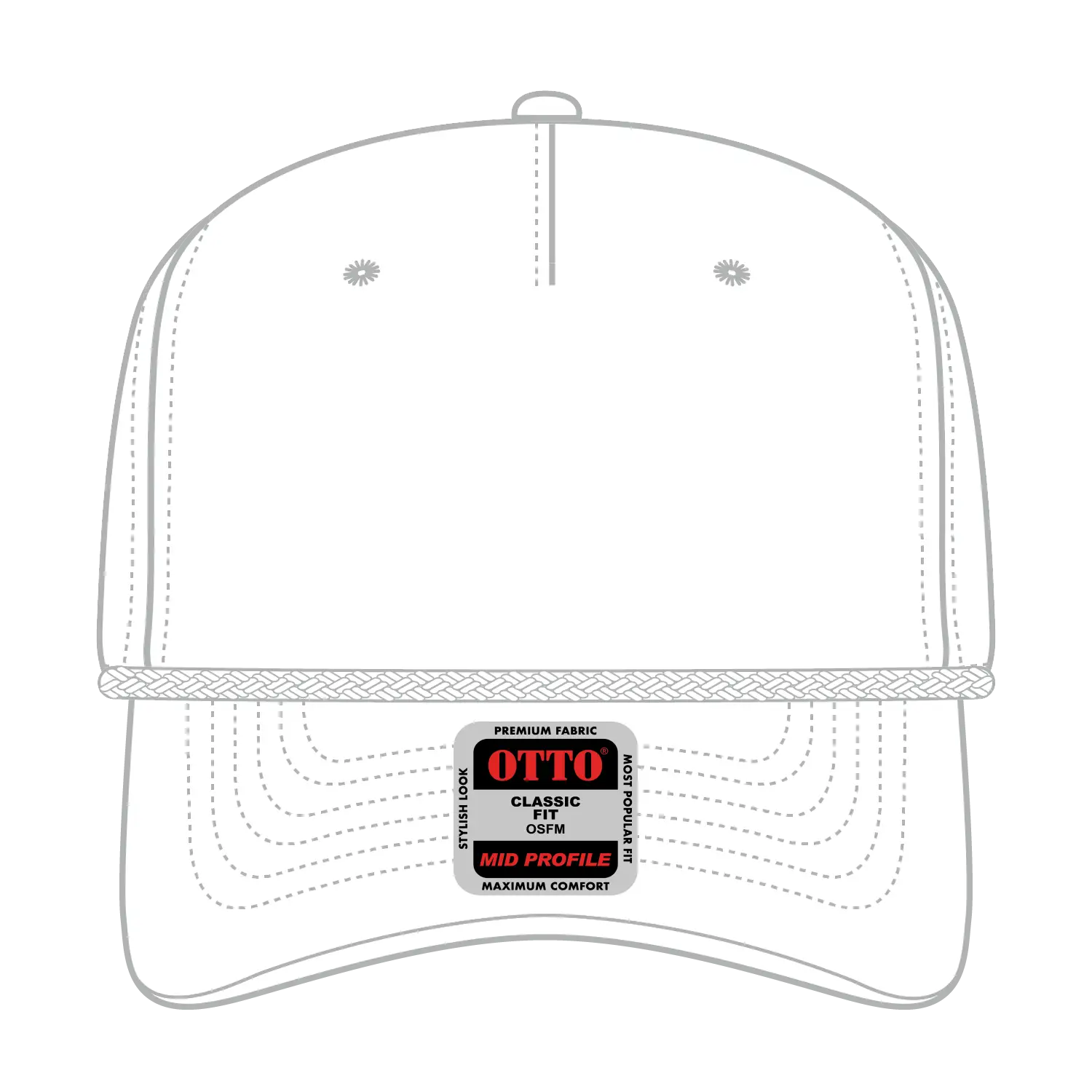 OTTO 1959-1 5 Panel Mid Profile Baseball Cap - White - White / 7 3/8’’ - 7 5/8’’