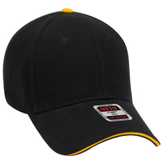 OTTO 23-255 6 Panel Low Profile Baseball Cap - Blk/Blk/Gld - Blk/Blk/Gld / 6 1/2’’ - 7 5/8’’