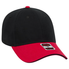 OTTO 23-255 6 Panel Low Profile Baseball Cap - Red/Blk/Blk - Red/Blk/Blk / 6 1/2’’ - 7 5/8’’