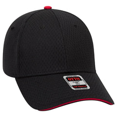 OTTO 23-368 6 Panel Low Profile Baseball Cap - Blk/Blk/Red - Blk/Blk/Red / 6 1/2’’ - 7 5/8’’