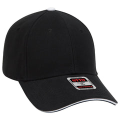 OTTO 23-370 6 Panel Low Profile Baseball Cap - Blk/Blk/Wht - Blk/Blk/Wht / 6 1/2’’ - 7 5/8’’