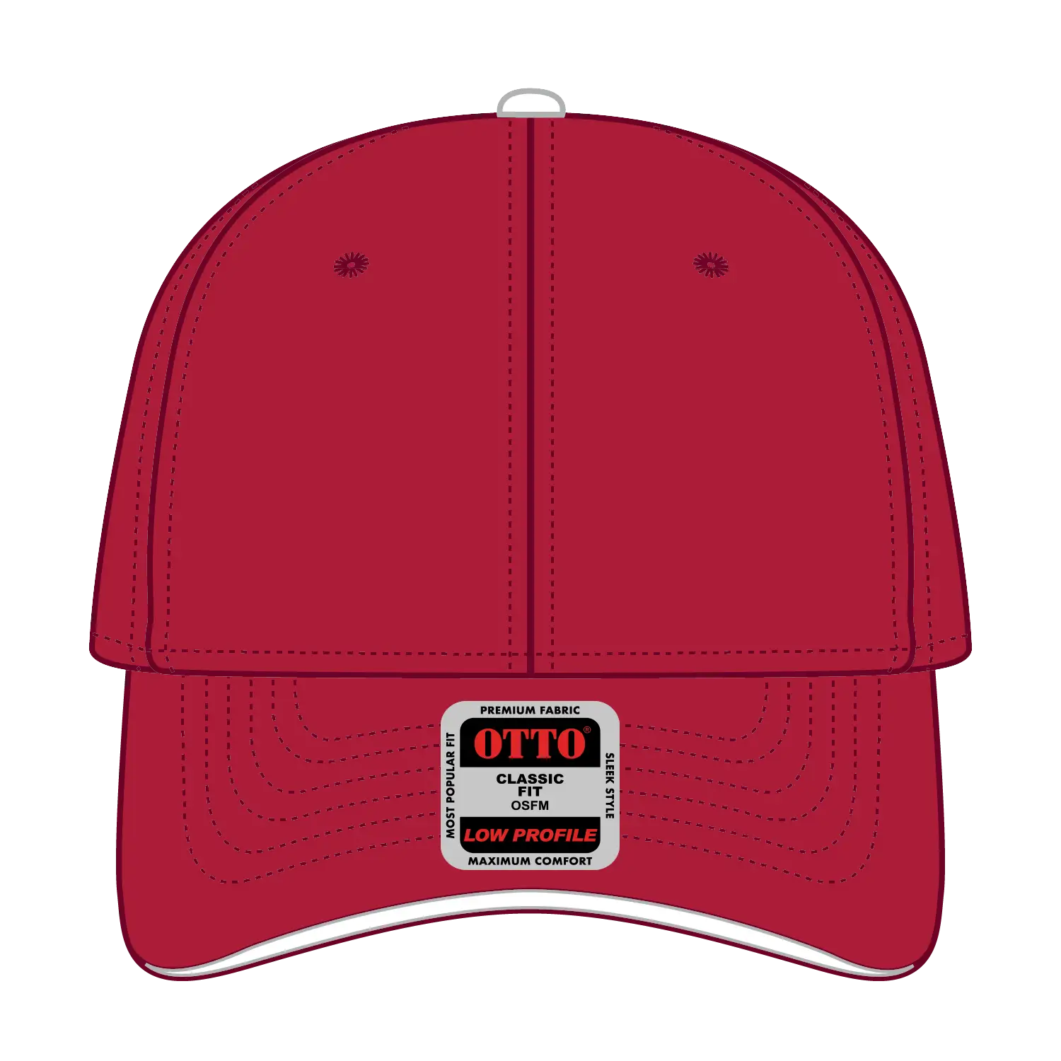 OTTO 23-370 6 Panel Low Profile Baseball Cap - Red/Red/Wht - Red/Red/Wht / 6 1/2’’ - 7 5/8’’
