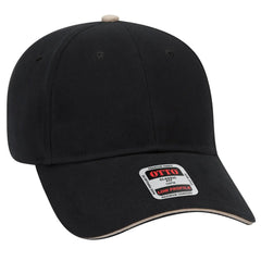 OTTO 23-430 6 Panel Low Profile Baseball Cap - Blk/Blk/Kha - Blk/Blk/Kha / 6 1/2’’ - 7 5/8’’
