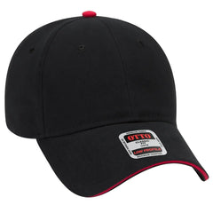 OTTO 23-430 6 Panel Low Profile Baseball Cap - Blk/Blk/Red - Blk/Blk/Red / 6 1/2’’ - 7 5/8’’