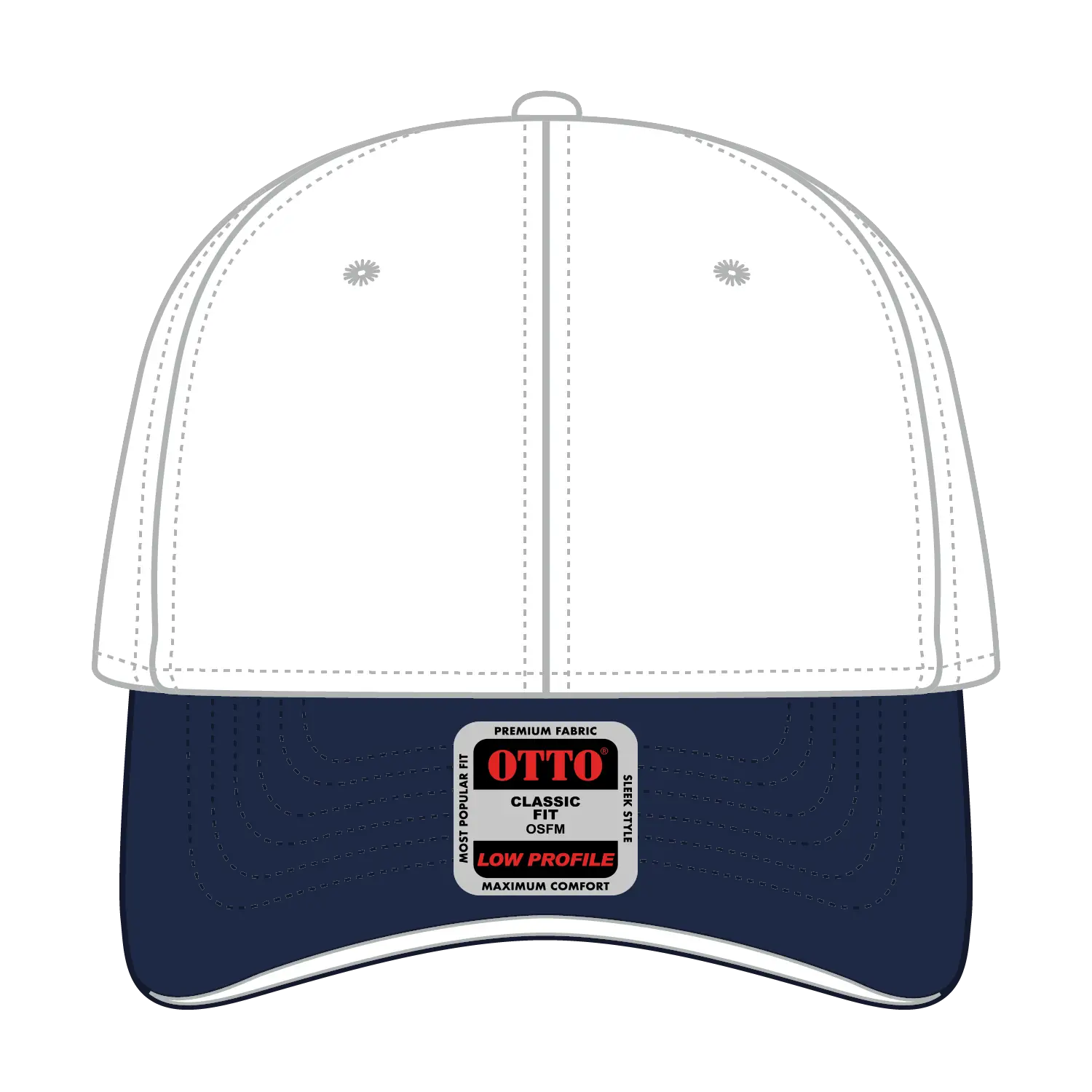 OTTO 23-430 6 Panel Low Profile Baseball Cap - Nvy/Wht/Wht - Nvy/Wht/Wht / 6 1/2’’ - 7 5/8’’