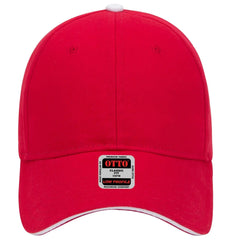 OTTO 23-430 6 Panel Low Profile Baseball Cap - Red/Red/Wht - Red/Red/Wht / 6 1/2’’ - 7 5/8’’