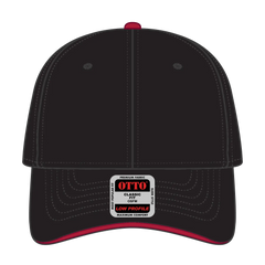 OTTO 23-766 6 Panel Low Profile Baseball Cap - Blk/Blk/Red - Blk/Blk/Red / 6 1/2’’ - 7 5/8’’