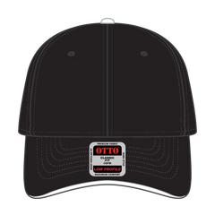 OTTO 23-766 6 Panel Low Profile Baseball Cap - Blk/Blk/Wht - Blk/Blk/Wht / 6 1/2’’ - 7 5/8’’