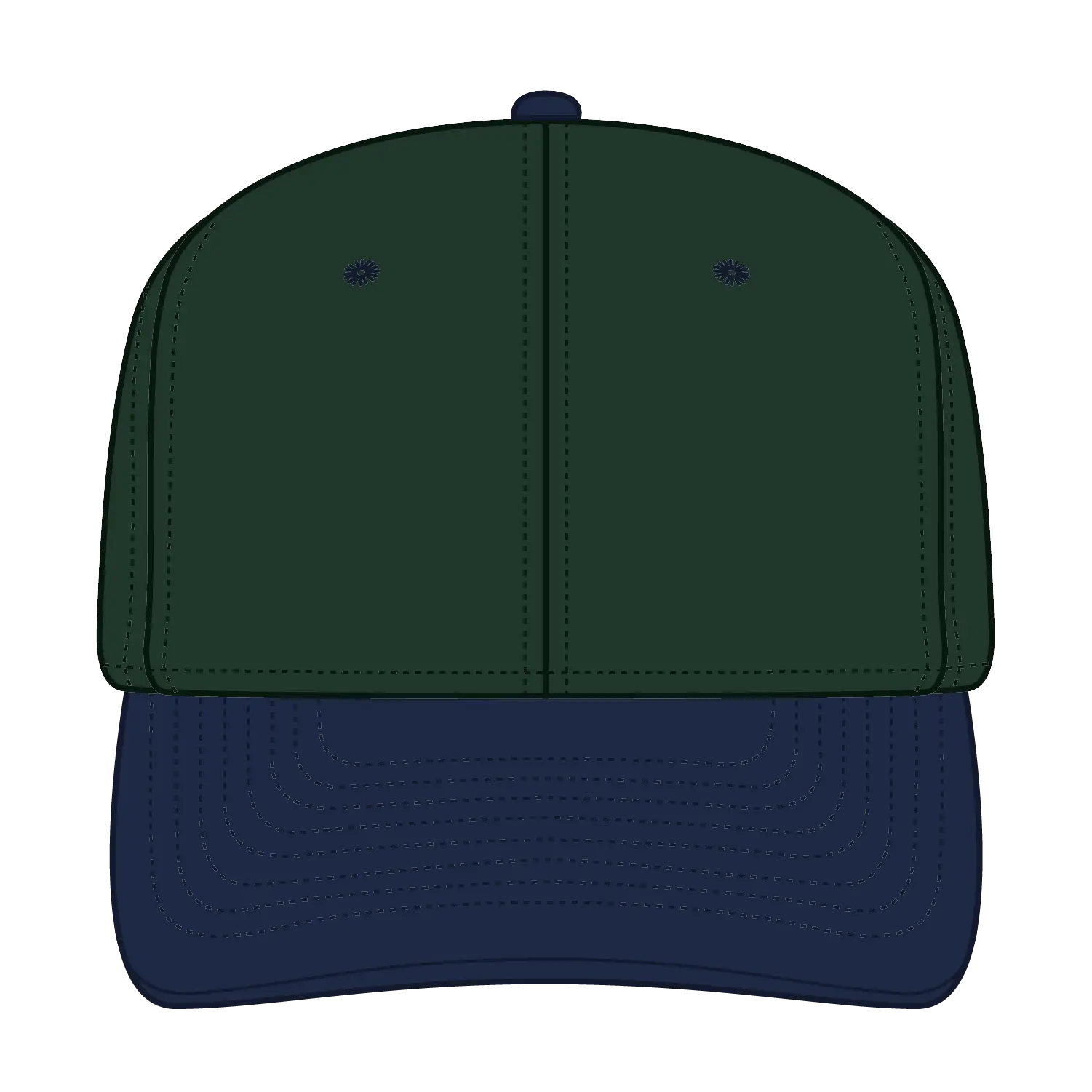 OTTO 27-008 6 Panel Mid Profile Baseball Cap - Nvy/Dk.Grn - Nvy/Dk.Grn / 6 1/2’’ - 7 5/8’’