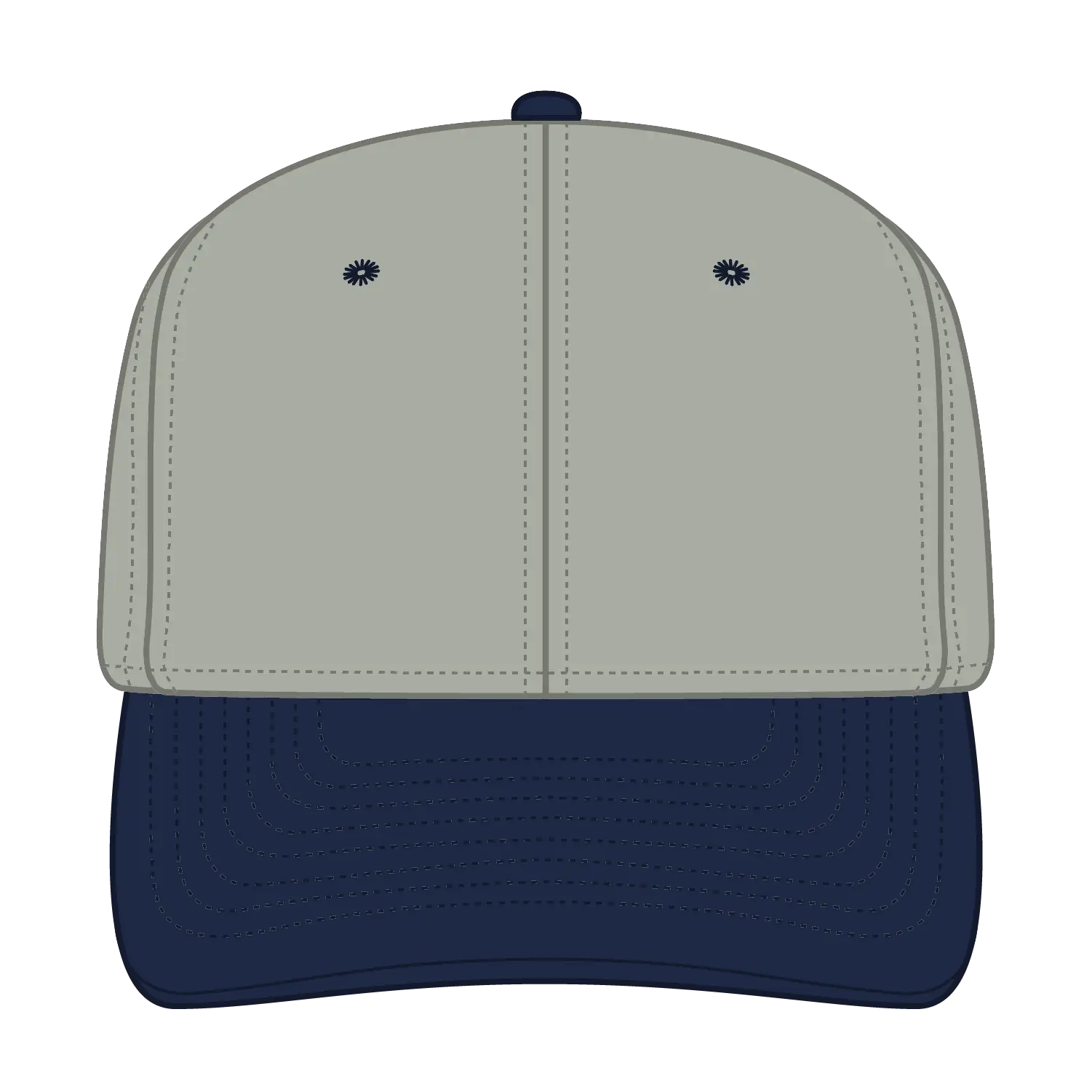 OTTO 27-008 6 Panel Mid Profile Baseball Cap - Nvy/Stn.Gry - Nvy/Stn.Gry / 6 1/2’’ - 7 5/8’’