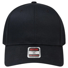 OTTO 27-079 6 Panel Mid Profile Baseball Cap - Black - Black / 6 1/2’’ - 7 5/8’’