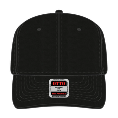 OTTO 27-079 6 Panel Mid Profile Baseball Cap - Black - Black / 6 1/2’’ - 7 5/8’’