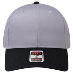 OTTO 27-079 6 Panel Mid Profile Baseball Cap - Blk/Gry - Blk/Gry / 6 1/2’’ - 7 5/8’’