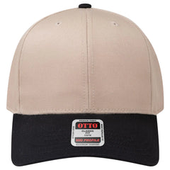 OTTO 27-079 6 Panel Mid Profile Baseball Cap - Blk/Kha - Blk/Kha / 6 1/2’’ - 7 5/8’’