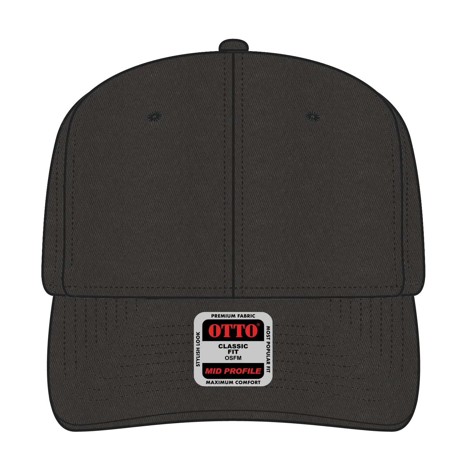 OTTO 27-079 6 Panel Mid Profile Baseball Cap - Char. Gray - Char. Gray / 6 1/2’’ - 7 5/8’’