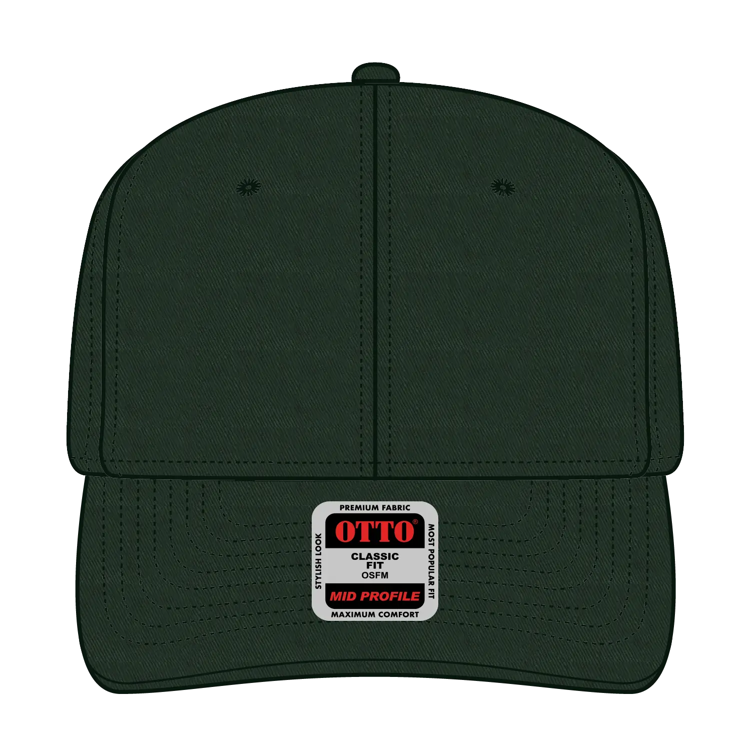 OTTO 27-079 6 Panel Mid Profile Baseball Cap - Dk. Green - Dk. Green / 6 1/2’’ - 7 5/8’’