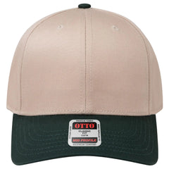 OTTO 27-079 6 Panel Mid Profile Baseball Cap - Dk.Grn/Kha - Dk.Grn/Kha / 6 1/2’’ - 7 5/8’’