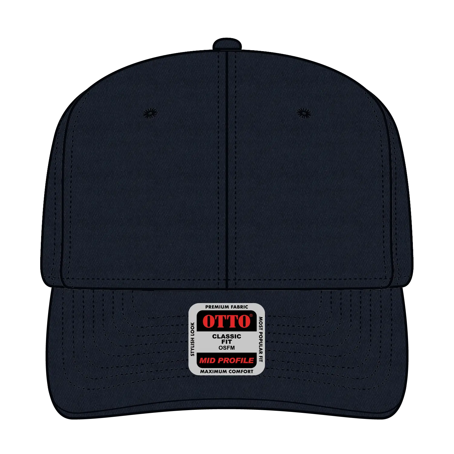 OTTO 27-079 6 Panel Mid Profile Baseball Cap - Navy - Navy / 6 1/2’’ - 7 5/8’’