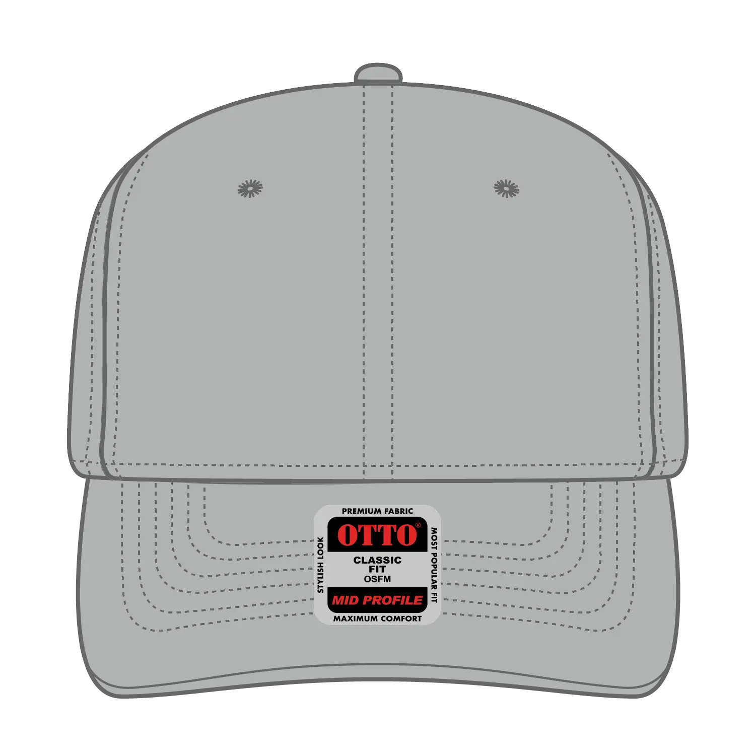OTTO 270-1 Seamless 6 Panel Mid Profile Baseball Cap - Gray - Gray / 7 3/8’’ - 7 5/8’’