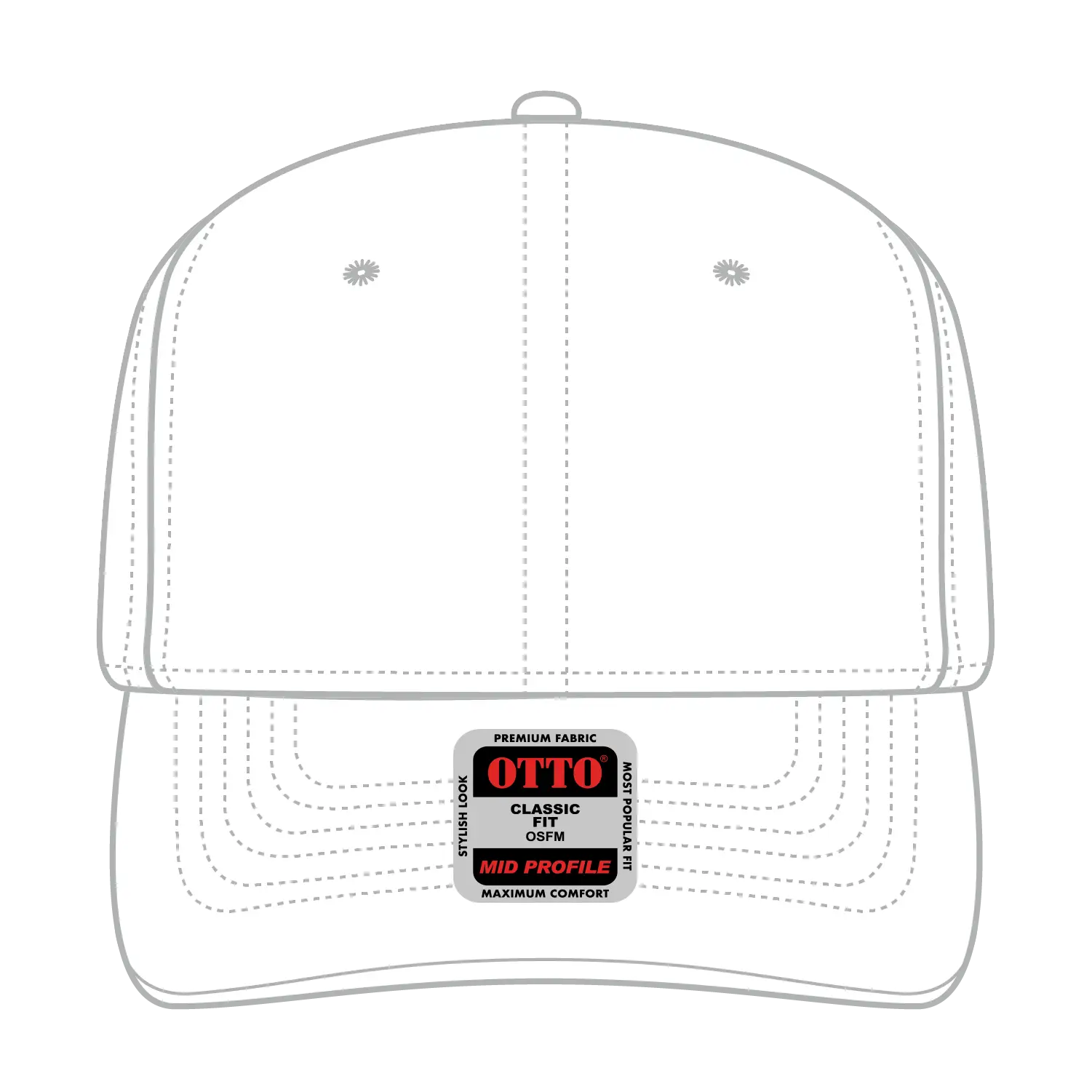 OTTO 270-1 Seamless 6 Panel Mid Profile Baseball Cap - White - White / 7 3/8’’ - 7 5/8’’