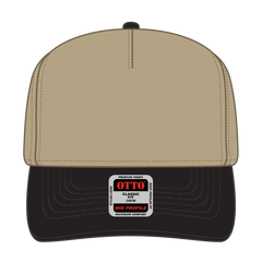 OTTO 31-069 5 Panel Mid Profile Baseball Cap - Blk/Kha - Blk/Kha / 6 1/2’’ - 7 5/8’’