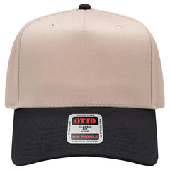 OTTO 31-069 5 Panel Mid Profile Baseball Cap - Blk/Kha - Blk/Kha / 6 1/2’’ - 7 5/8’’