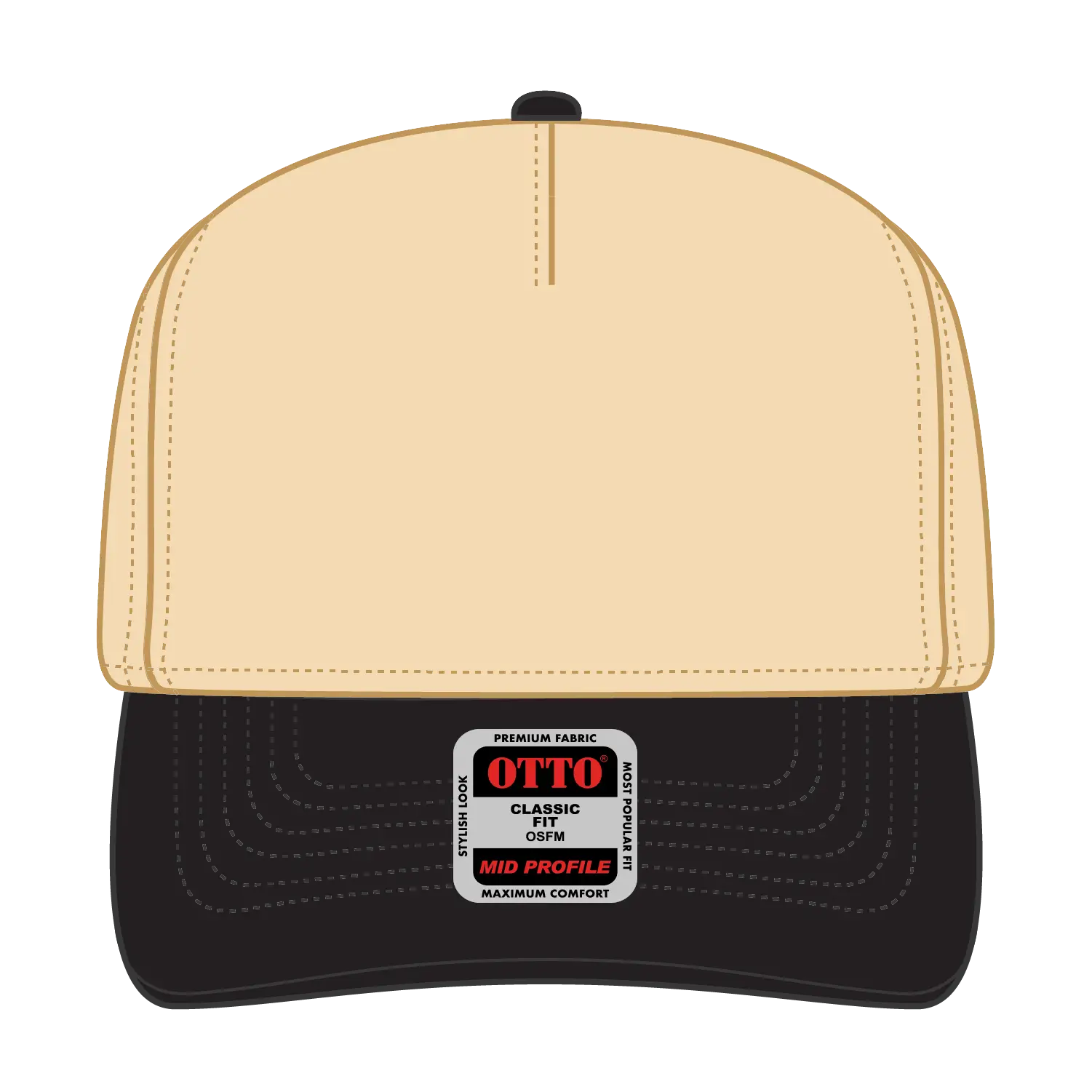 OTTO 31-069 5 Panel Mid Profile Baseball Cap - Blk/Natl - Blk/Natl / 6 1/2’’ - 7 5/8’’