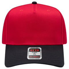 OTTO 31-069 5 Panel Mid Profile Baseball Cap - Blk/Red - Blk/Red / 6 1/2’’ - 7 5/8’’
