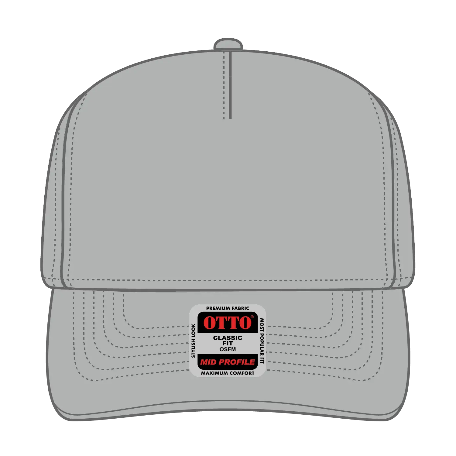 OTTO 31-069 5 Panel Mid Profile Baseball Cap - Gray - Gray / 6 1/2’’ - 7 5/8’’