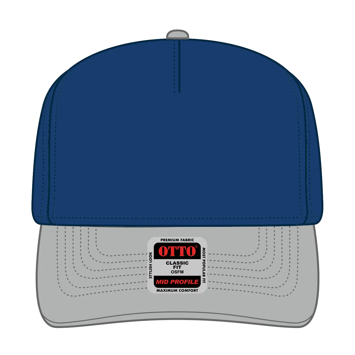 OTTO 31-069 5 Panel Mid Profile Baseball Cap - Gry/Ryl - Gry/Ryl / 6 1/2’’ - 7 5/8’’