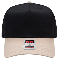 OTTO 31-069 5 Panel Mid Profile Baseball Cap - Kha/Blk - Kha/Blk / 6 1/2’’ - 7 5/8’’