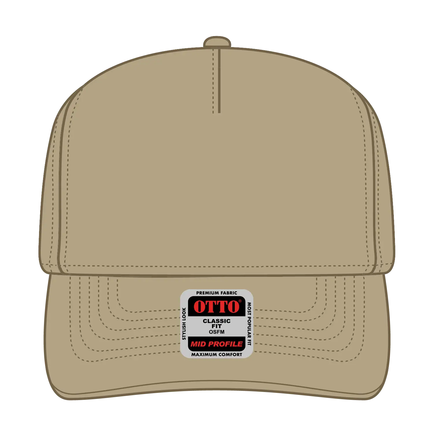 OTTO 31-069 5 Panel Mid Profile Baseball Cap - Khaki - Khaki / 6 1/2’’ - 7 5/8’’