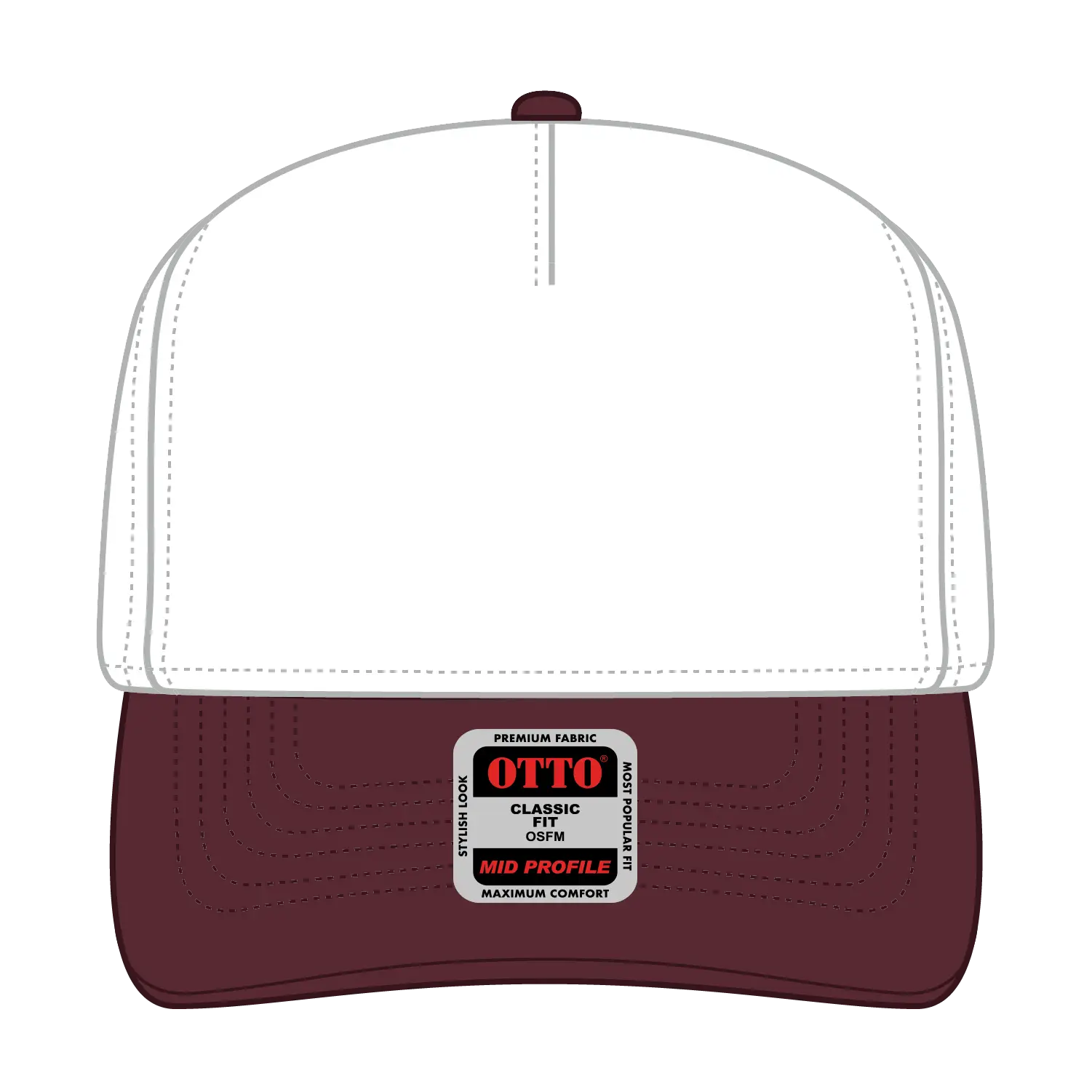 OTTO 31-069 5 Panel Mid Profile Baseball Cap - Marn/Wht - Marn/Wht / 6 1/2’’ - 7 5/8’’