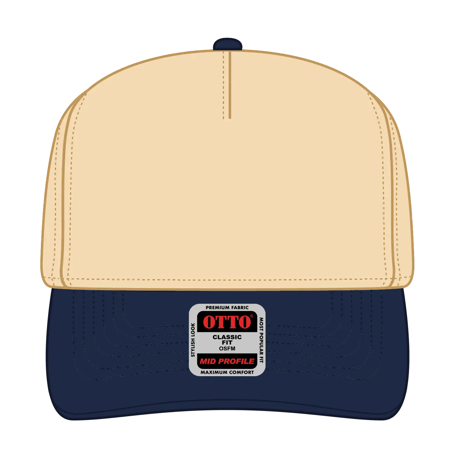 OTTO 31-069 5 Panel Mid Profile Baseball Cap - Nvy/Natrl - Nvy/Natrl / 6 1/2’’ - 7 5/8’’