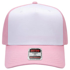 OTTO 31-069 5 Panel Mid Profile Baseball Cap - Pnk/Wht/Pnk - Pnk/Wht/Pnk / 6 1/2’’ - 7 5/8’’