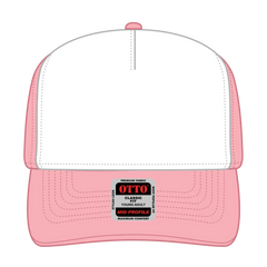 OTTO 31-069 5 Panel Mid Profile Baseball Cap - Pnk/Wht/Pnk - Pnk/Wht/Pnk / 6 1/2’’ - 7 5/8’’