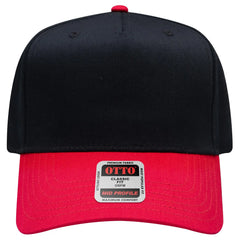 OTTO 31-069 5 Panel Mid Profile Baseball Cap - Red/Blk - Red/Blk / 6 1/2’’ - 7 5/8’’
