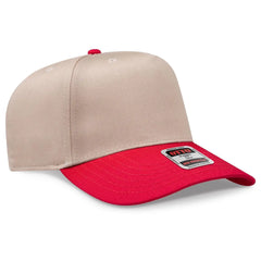 OTTO 31-069 5 Panel Mid Profile Baseball Cap - Red/Kha - Red/Kha / 6 1/2’’ - 7 5/8’’