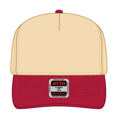 OTTO 31-069 5 Panel Mid Profile Baseball Cap - Red/Natl - Red/Natl / 6 1/2’’ - 7 5/8’’