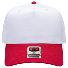 OTTO 31-069 5 Panel Mid Profile Baseball Cap - Red/Wht - Red/Wht / 6 1/2’’ - 7 5/8’’