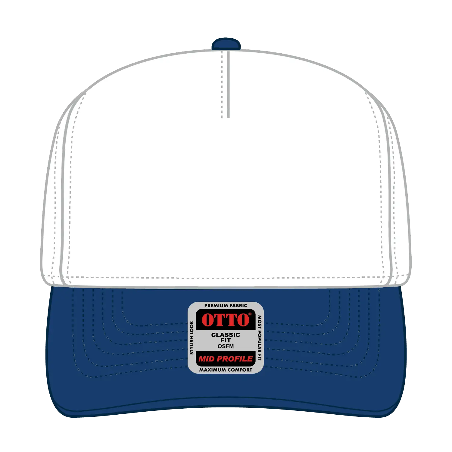OTTO 31-069 5 Panel Mid Profile Baseball Cap - Ryl/Wht - Ryl/Wht / 6 1/2’’ - 7 5/8’’
