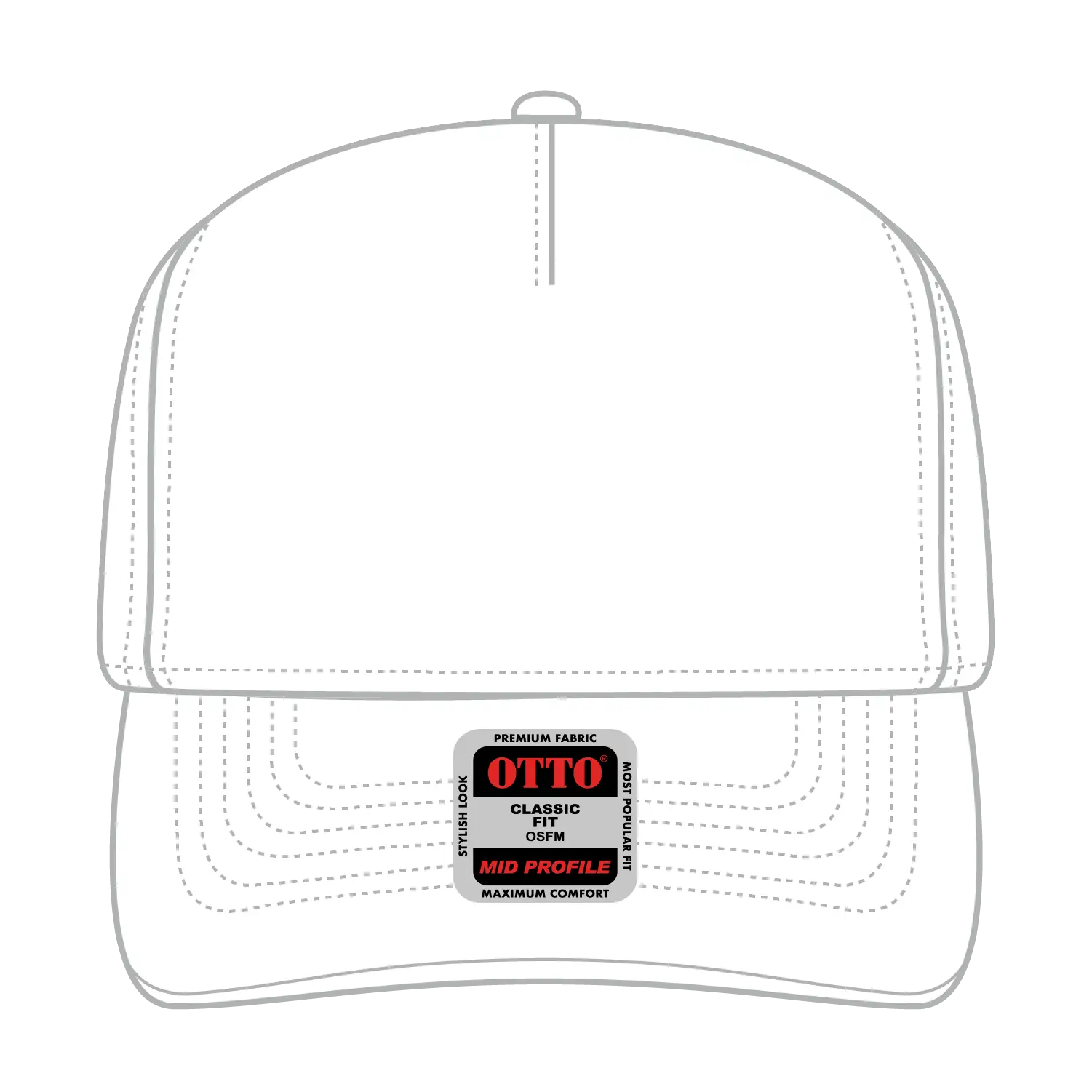 OTTO 31-069 5 Panel Mid Profile Baseball Cap - White - White / 6 1/2’’ - 7 5/8’’