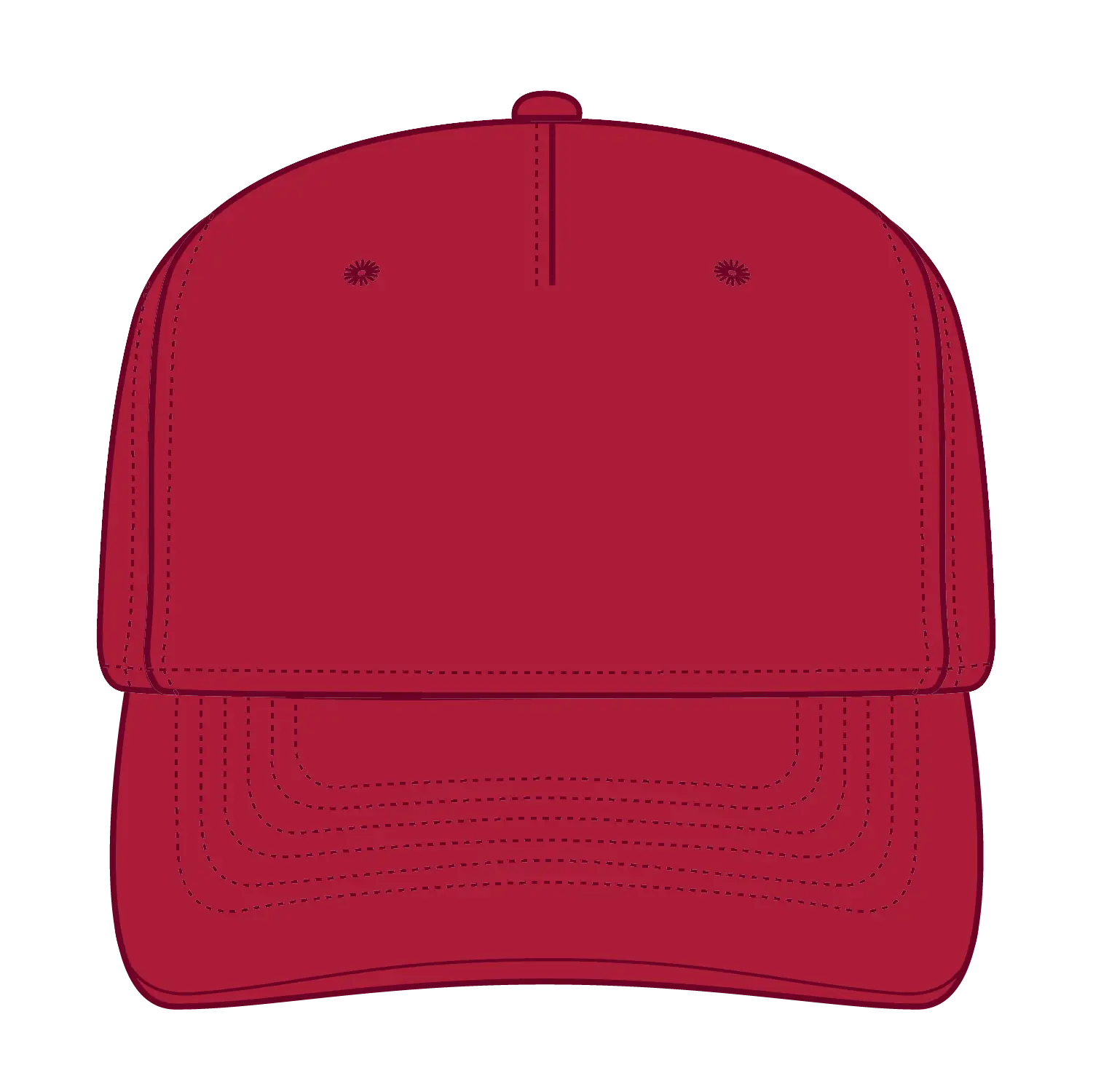 OTTO 31-1060 5 Panel Mid Profile Baseball Cap - Red - Red / 6 1/2’’ - 7 5/8’’
