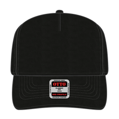OTTO 31-538 5 Panel Mid Profile Baseball Cap - Black - Black / 6 1/2’’ - 7 5/8’’