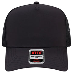 OTTO 32-1 5 Panel Mid Profile Mesh Back Trucker Cap - Black - Black / 7 3/8’’ - 7 5/8’’