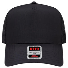 OTTO 32-1 5 Panel Mid Profile Mesh Back Trucker Cap - Black - Black / 7 3/8’’ - 7 5/8’’